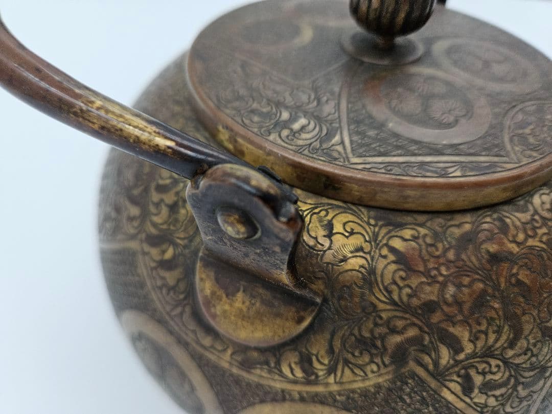 徳川家伝来 三つ葉葵紋 金銅薬缶 大名道具 煎茶道具 湯沸 時代物 骨董品