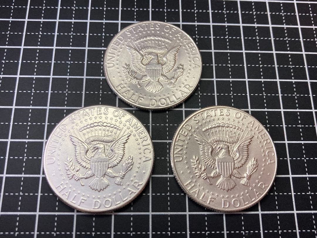 【アメリカ】ケネディハーフダラー銀貨3枚(1964年)