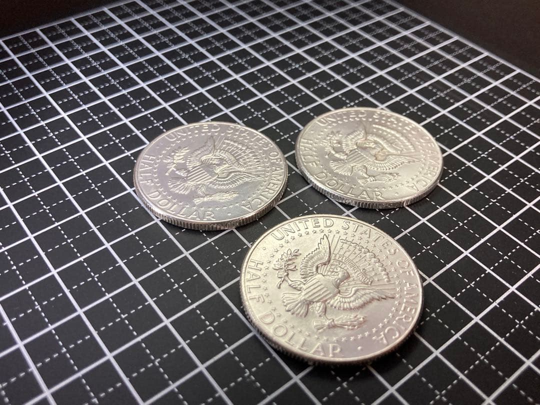 【アメリカ】ケネディハーフダラー銀貨3枚(1964年)