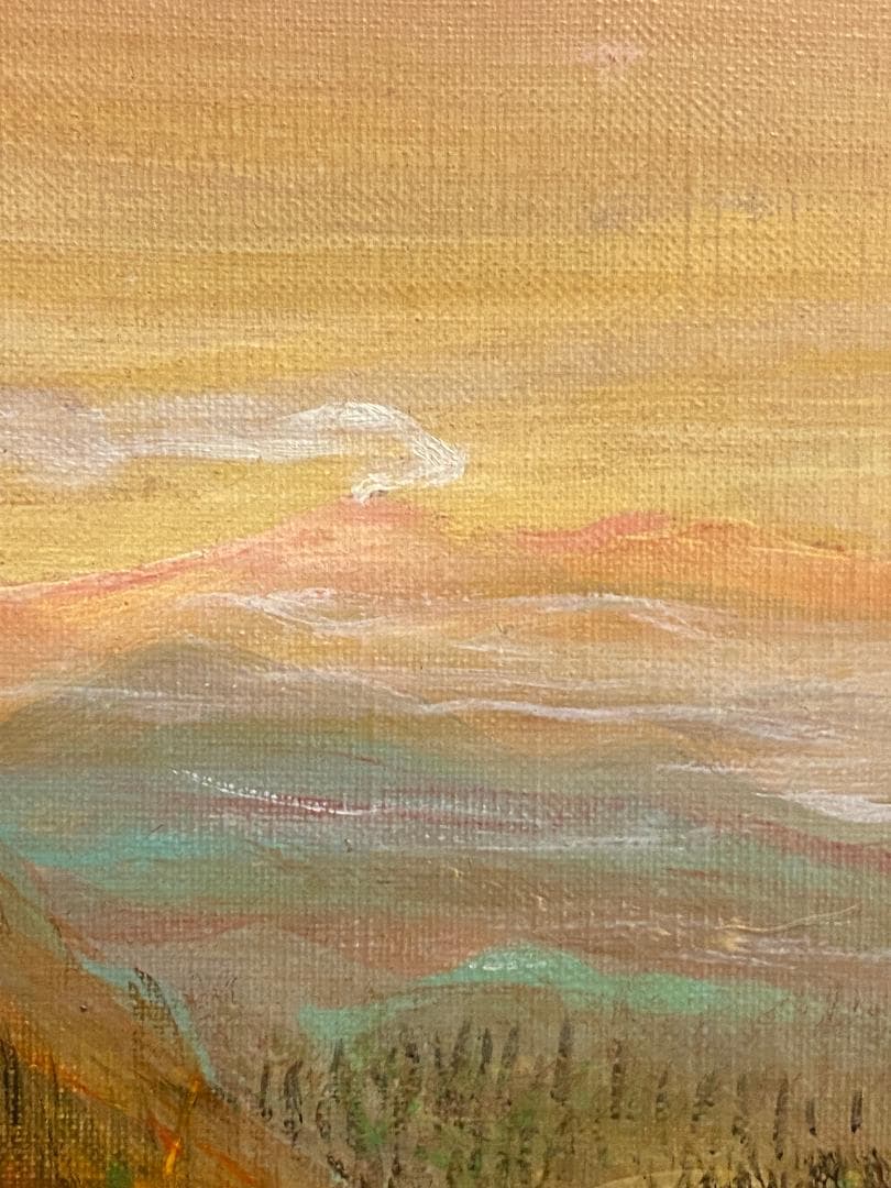 「真作」鈴木 照男「木曾 南岳山遠望」風景画　油彩画　額装　サイン有り　F6号