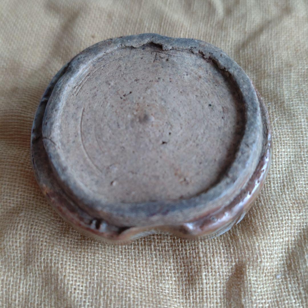 香合　織部　ハジキ香合　緑・茶色　共箱　時代　幕末