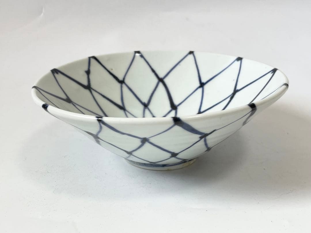 作家物　陶芸家　加藤静允　染付　網代文様　網文様　茶碗　深皿　初期伊万里　写
