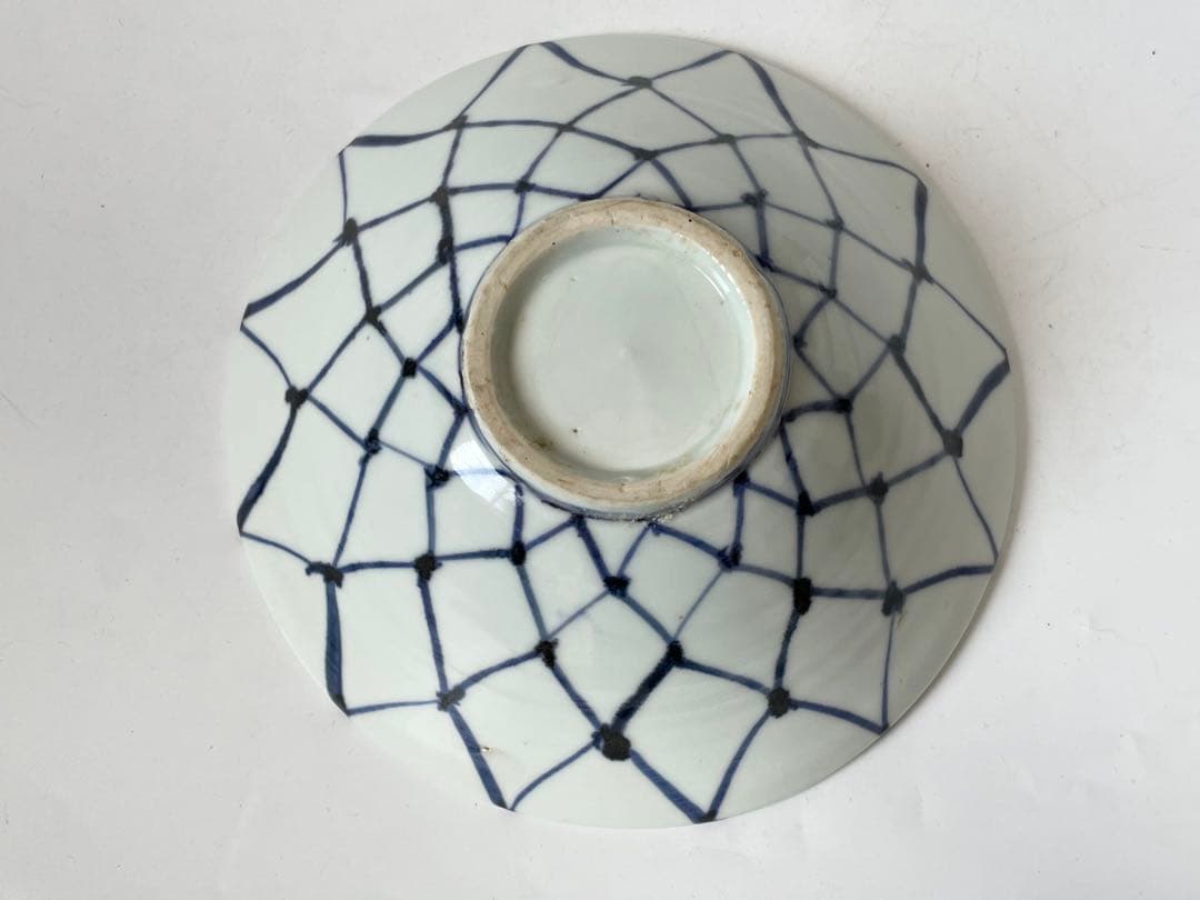 作家物　陶芸家　加藤静允　染付　網代文様　網文様　茶碗　深皿　初期伊万里　写