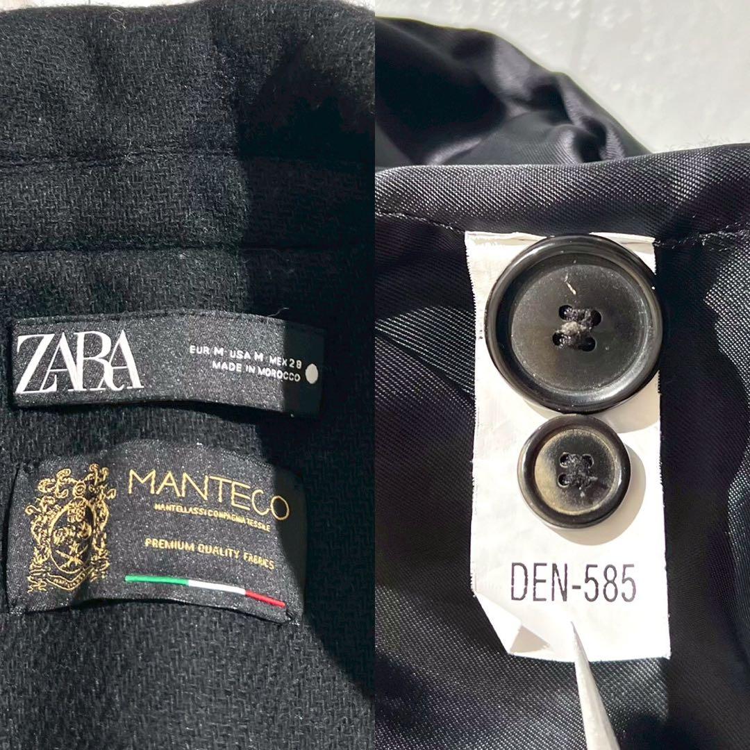 【極美品✨】ザラ マンテコ ヘリンボーン ダブルチェスターコート 黒 L相当