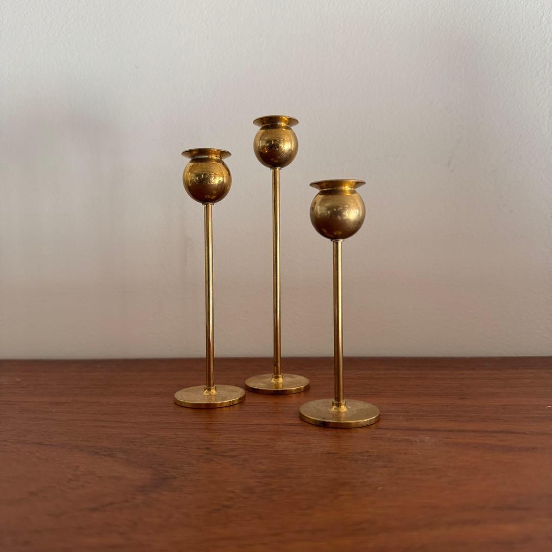 スクルツナ　真鍮製キャンドルホルダー3個セット
