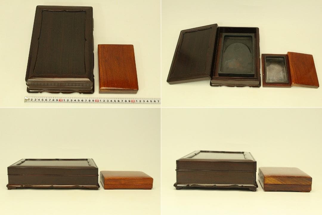 文房具 唐木 硯箱 二件(ZE403)