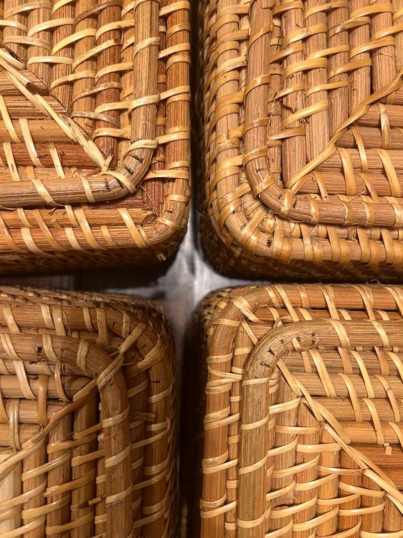 無印良品　重なるラタン角型バスケット・中 4個セット