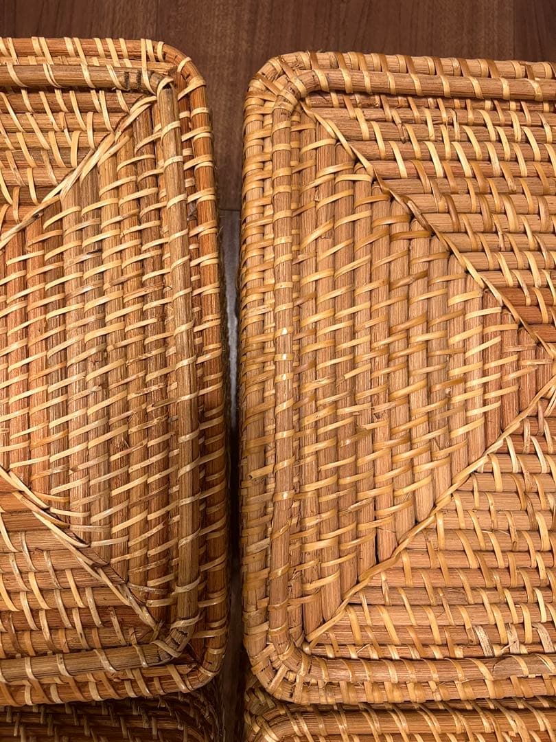 無印良品　重なるラタン角型バスケット・中 4個セット