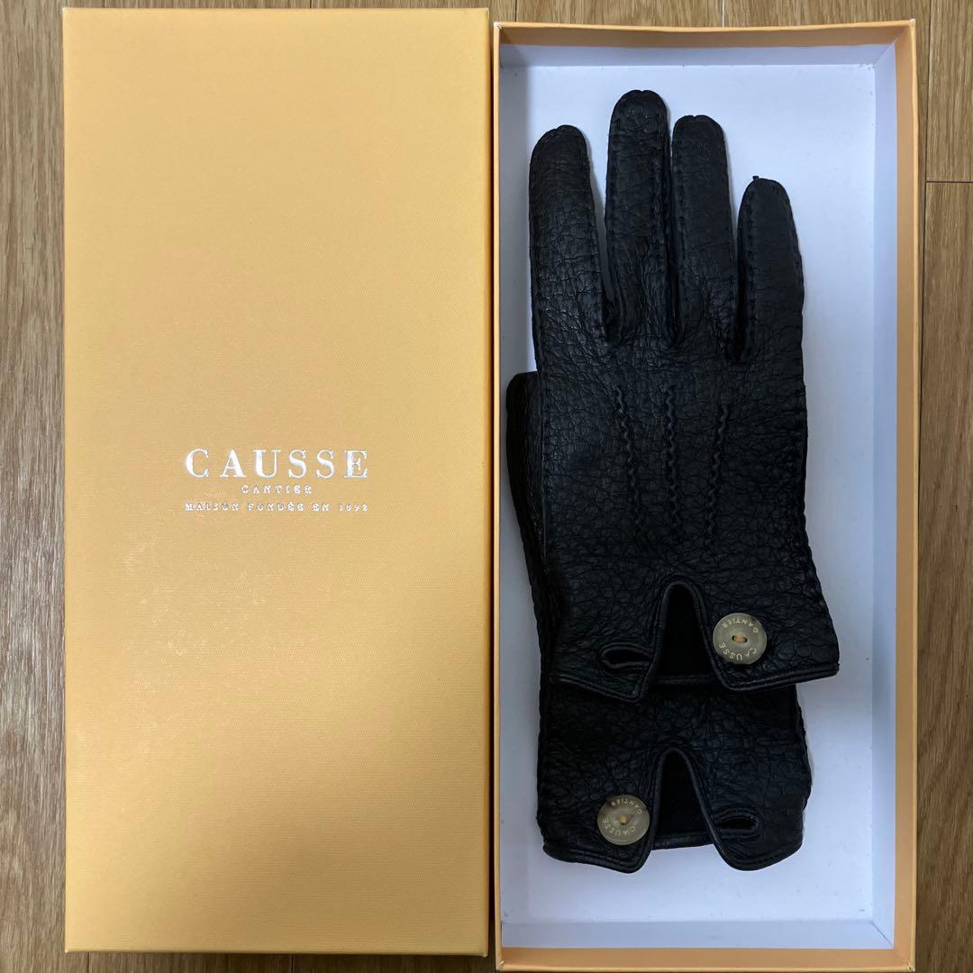 ガンコス　CAUSSE 黒 ペッカリー 手袋 ボタン付き