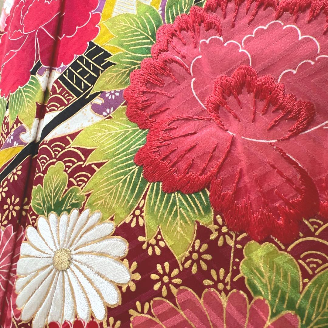 389 振袖フルセット 正絹 黄緑 ミントグリーン 金彩 刺繍 暈し染め 華やか