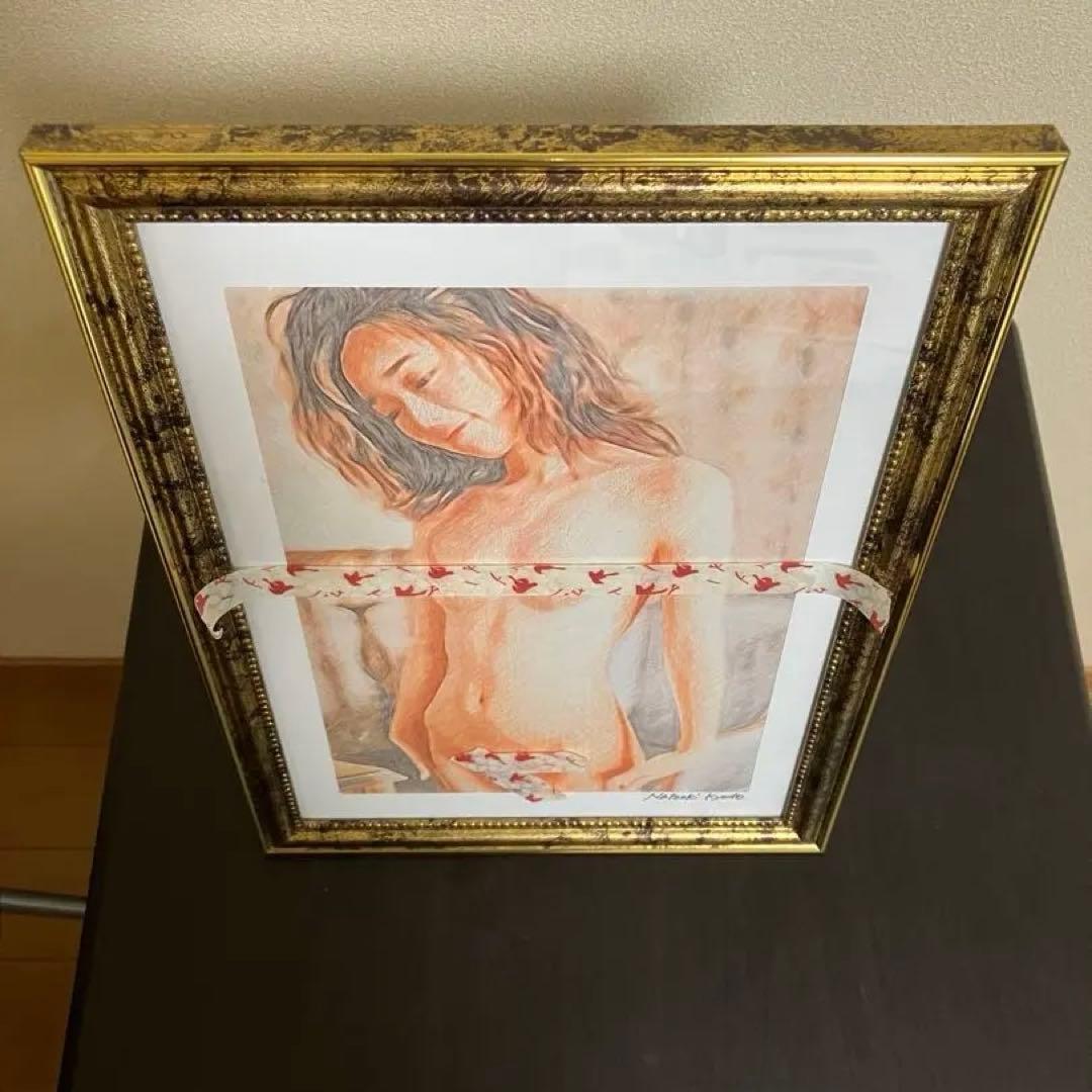 女優画18 額装品　額縁寸法32.7㎝×24.0㎝×1.5㎝　色鉛筆画　定款付