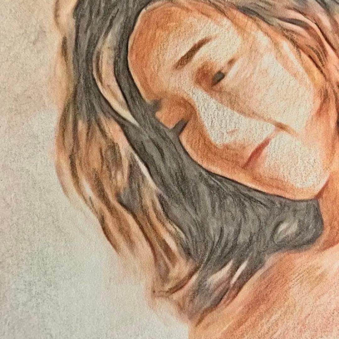 女優画18 額装品　額縁寸法32.7㎝×24.0㎝×1.5㎝　色鉛筆画　定款付