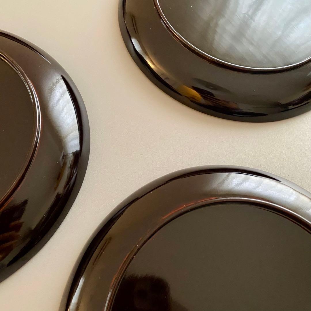 時代　輪島塗　【牡丹唐草金蒔絵銘々皿5客組】　菓子皿　天然木　漆塗　懐石　茶道具