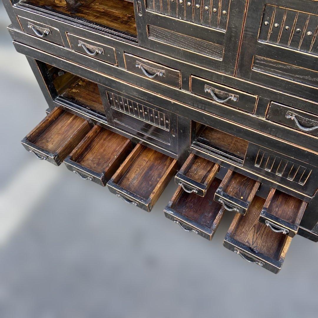 昭和レトロ　古家具　水屋箪笥　年代物　アンティーク　食器棚　カップボード