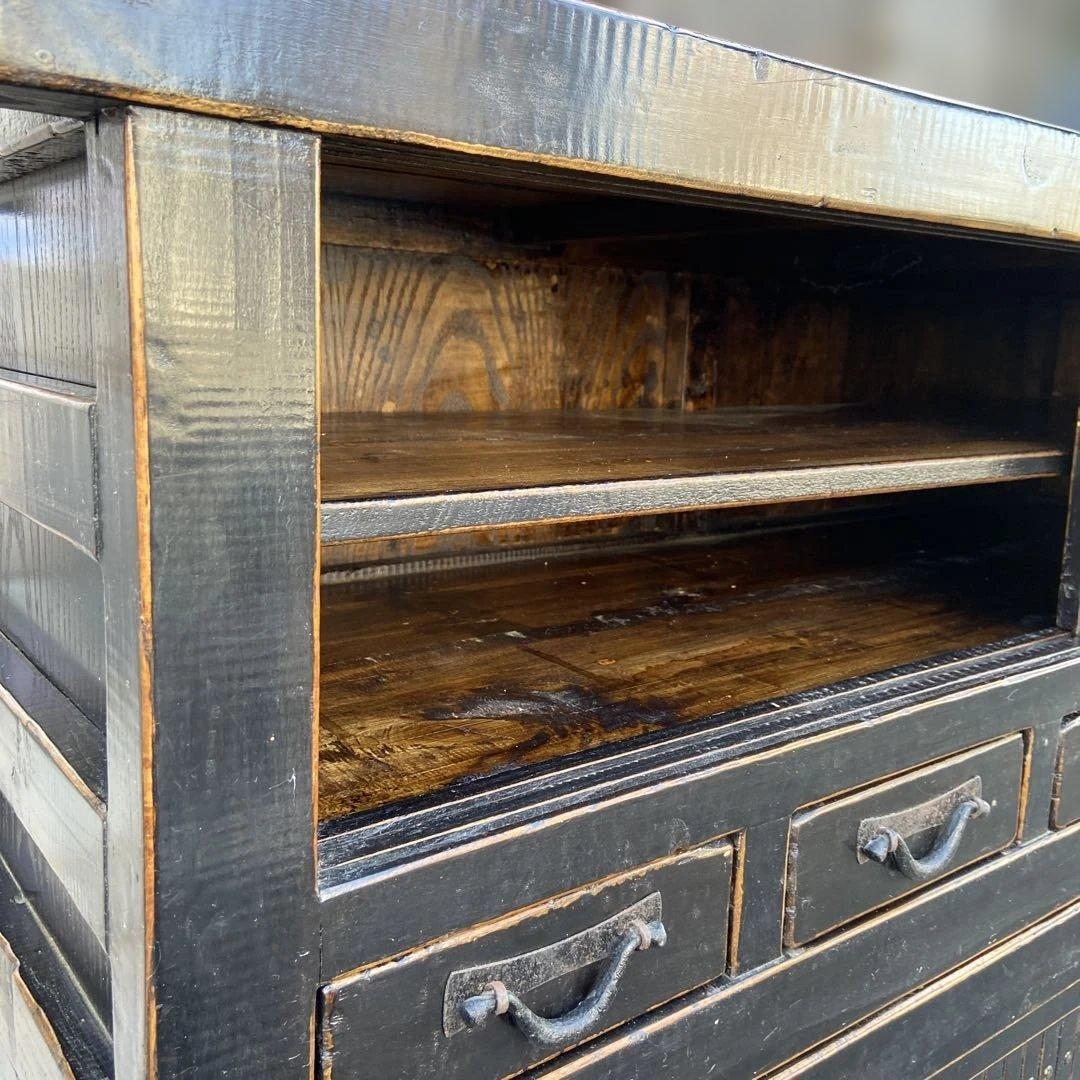 昭和レトロ　古家具　水屋箪笥　年代物　アンティーク　食器棚　カップボード
