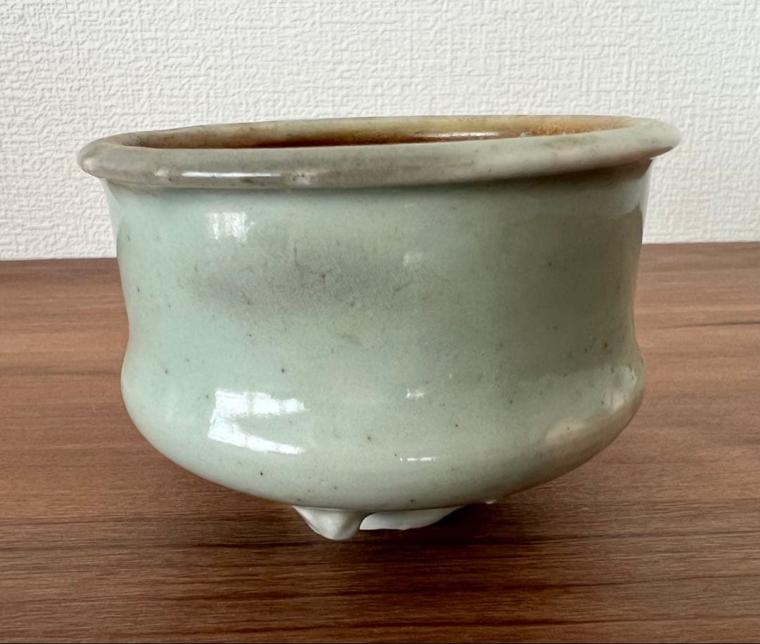 砧青磁千鳥香炉 中国龍泉窯産 箱有 灰有 年代物 香合
