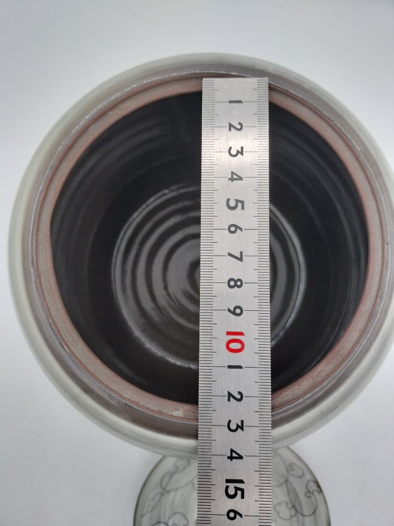 c655 水指 現川焼 唐草文様 武村利左衛門 木箱 茶道具 古物