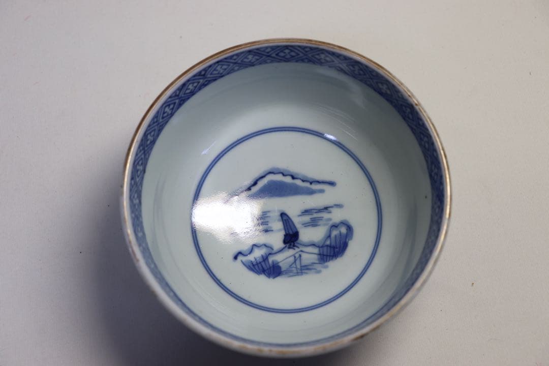 中国　染付　蓋茶碗2点　大明宣徳年製銘　送料込み0907