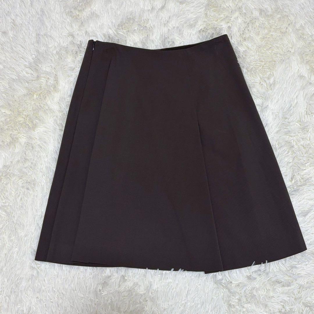 美品 エルメス ゴルチエ期 フレアスカート シルク裏地 ブラウン L相当 40