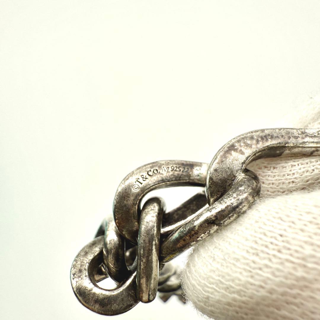 美品 Tiffany フォージ ミディアム リンク ブレスレット いぶし加工 L