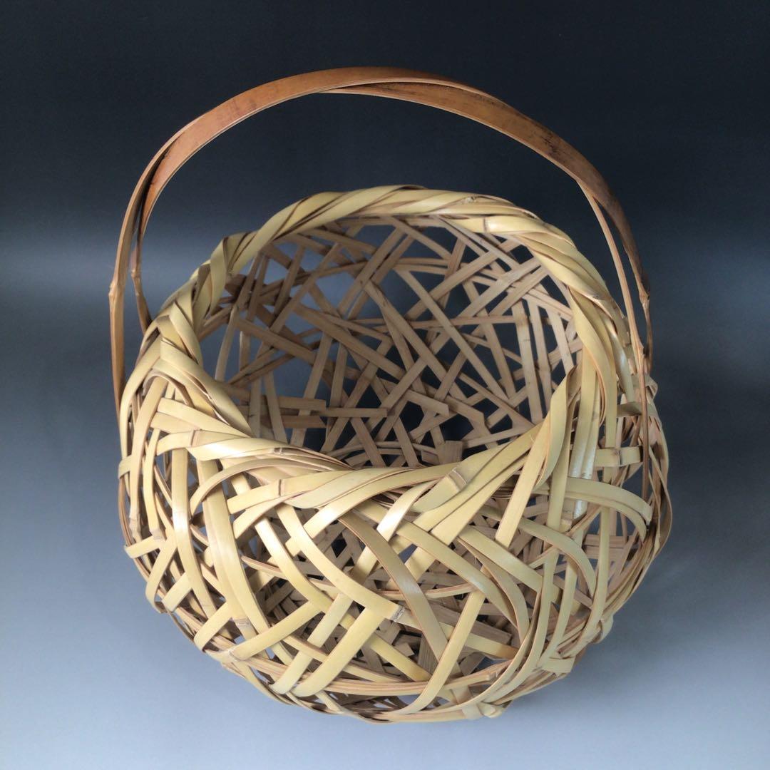 Ｒ８２７　有馬籠　『轡昭竹斎作』『竹編』『竹花入』『花篭』　木箱　花器