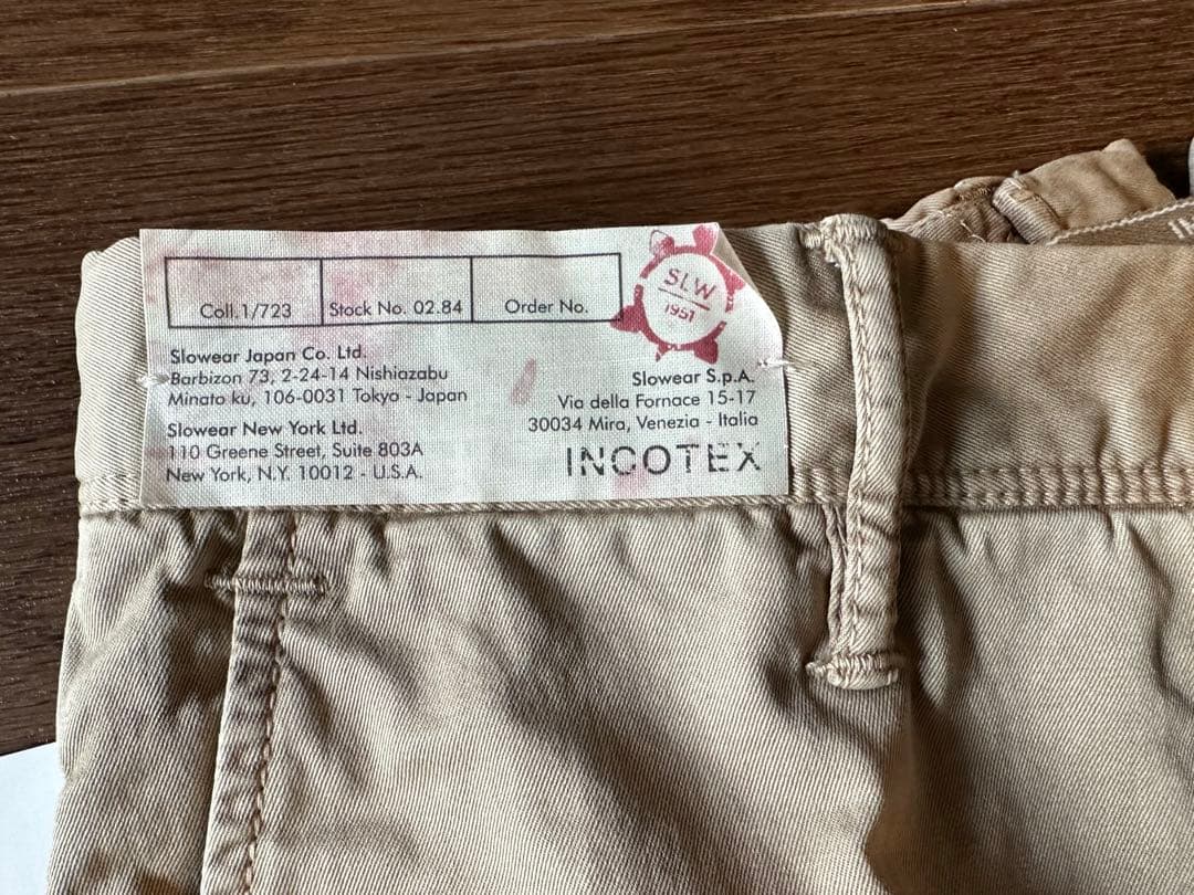 INCOTEX SLACKS チノ カーキ サイズ31 新品未使用 裾未処理