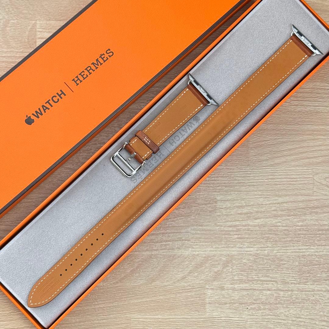 2381 Apple Watch エルメス　ブラウン　ドゥブルトゥール　二重