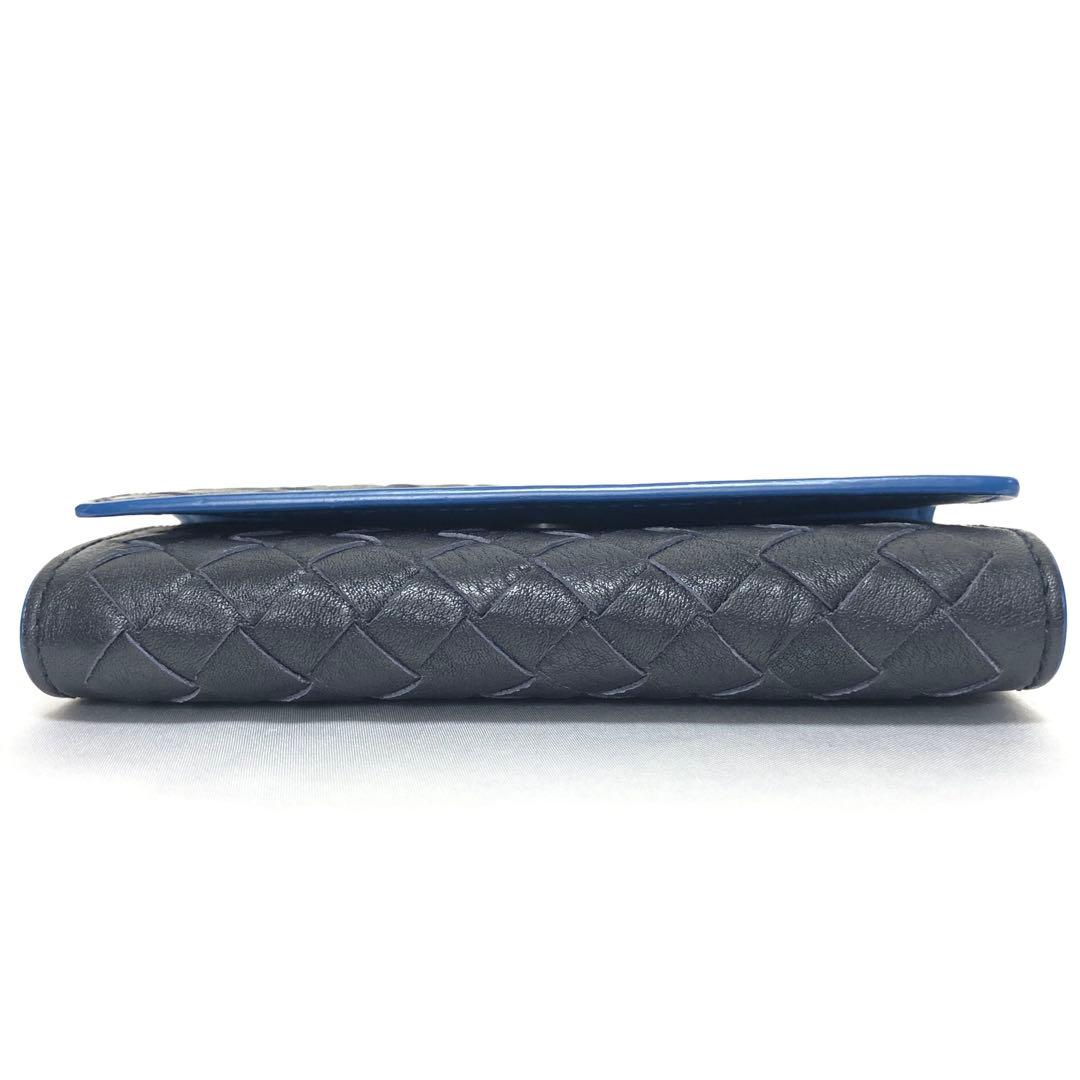 未使用級　現行モデル　ボッテガ ヴェネタ　キーケース　イントレチャート　黒　青