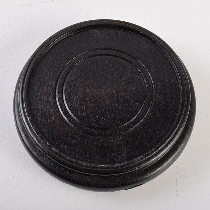 七宝焼　安藤七宝店　緑透釉　四君子文　花瓶　唐木台付　共箱　M　R9508