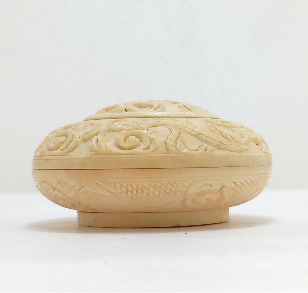 Y3122-65 高級彫刻 雲龍文 香合 33.1g　TTT