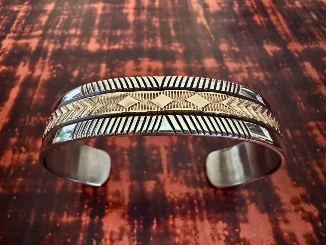 最終 超美品 ブルースモーガン バングル 14K ナバホ族 ほぼ未使用 やや幅広