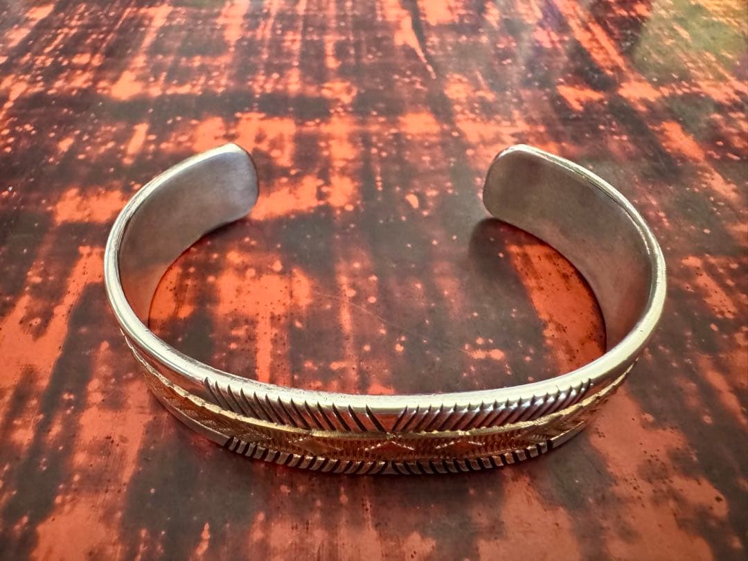 最終 超美品 ブルースモーガン バングル 14K ナバホ族 ほぼ未使用 やや幅広