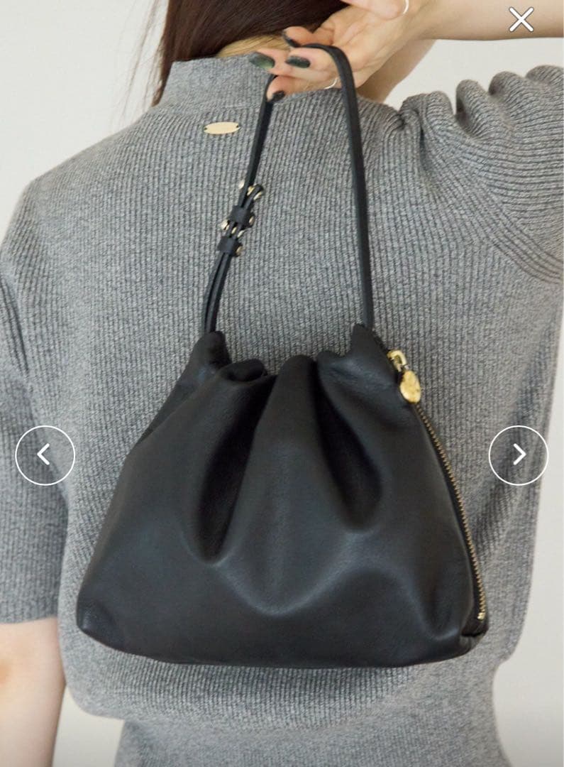 ワンハンドルバッグ　黒　牛革　日本製　ジェメイル