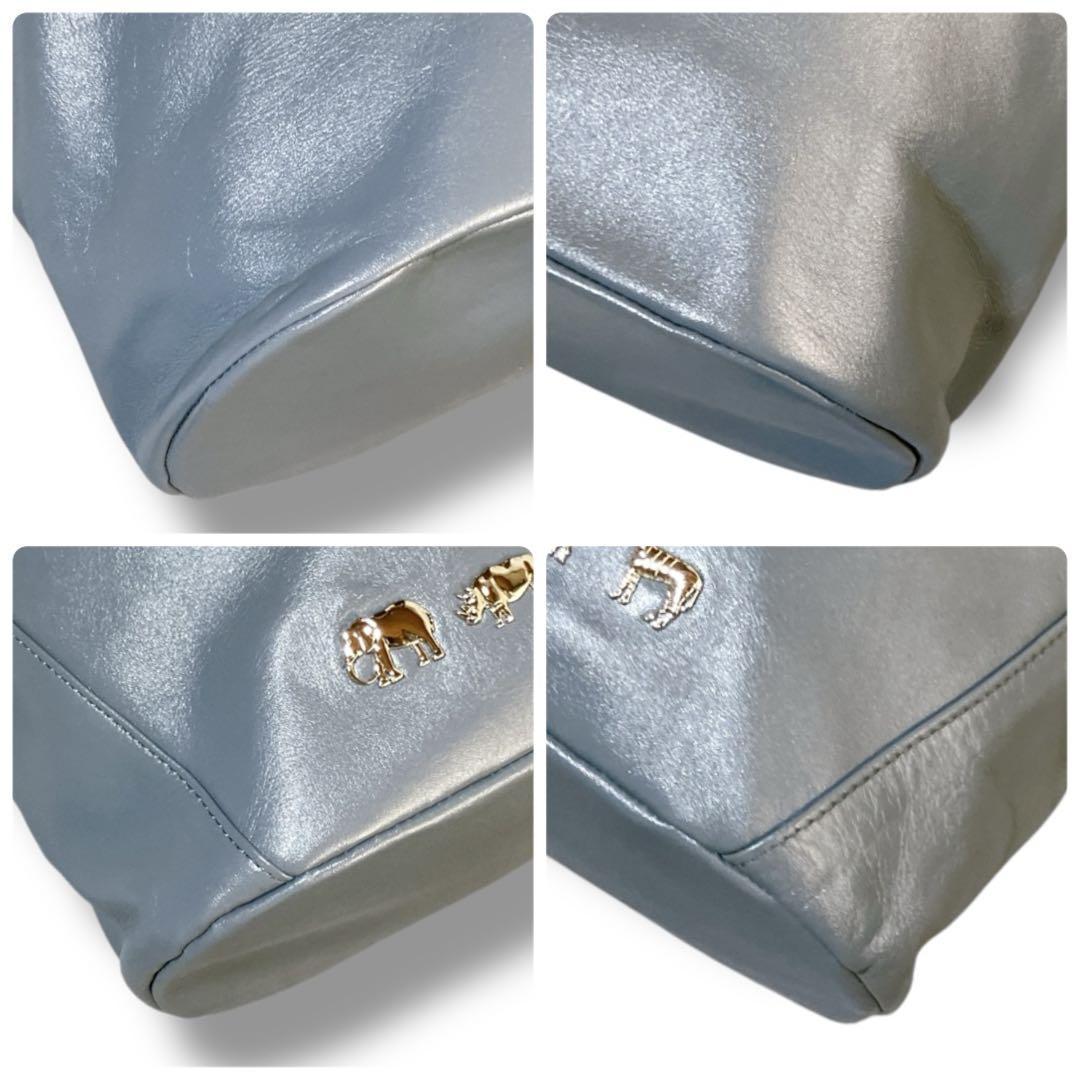 イアパピヨネ 未使用級 アニマルモチーフ バケツ ワンショルダーバッグ ブルー