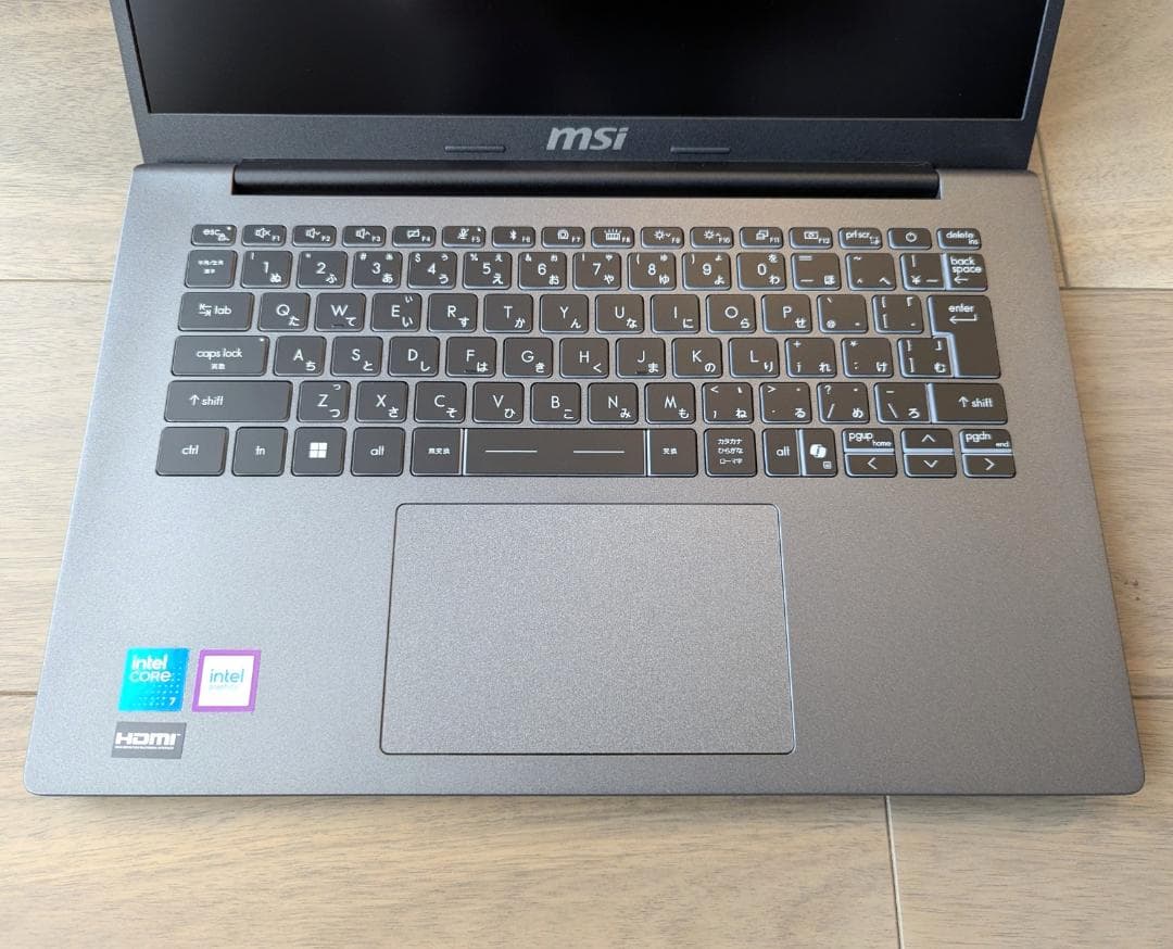 MSI 14インチ Core 7 32GB SSD 1TB バックライト付きキー
