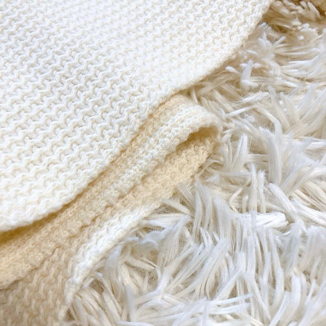 【超美品】モンクレール　マフラー　ロゴ　アイボリー　トリコロール