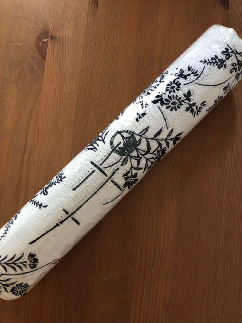 浴衣　反物　竺仙　綿絽　白地に紺　垣根に 秋草