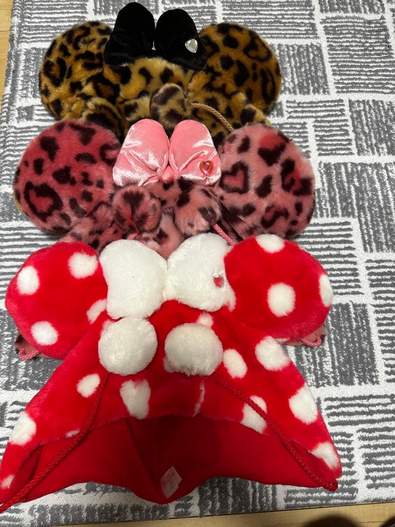 ディズニーミニーファンキャップ レオパードヒョウ柄2色+水玉1セット