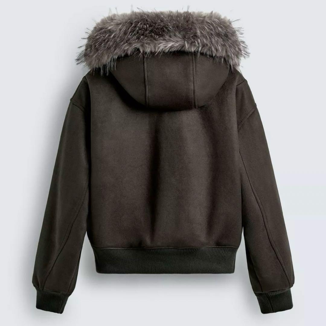 フェイクスエード キルティングジャケット フードファージャケット