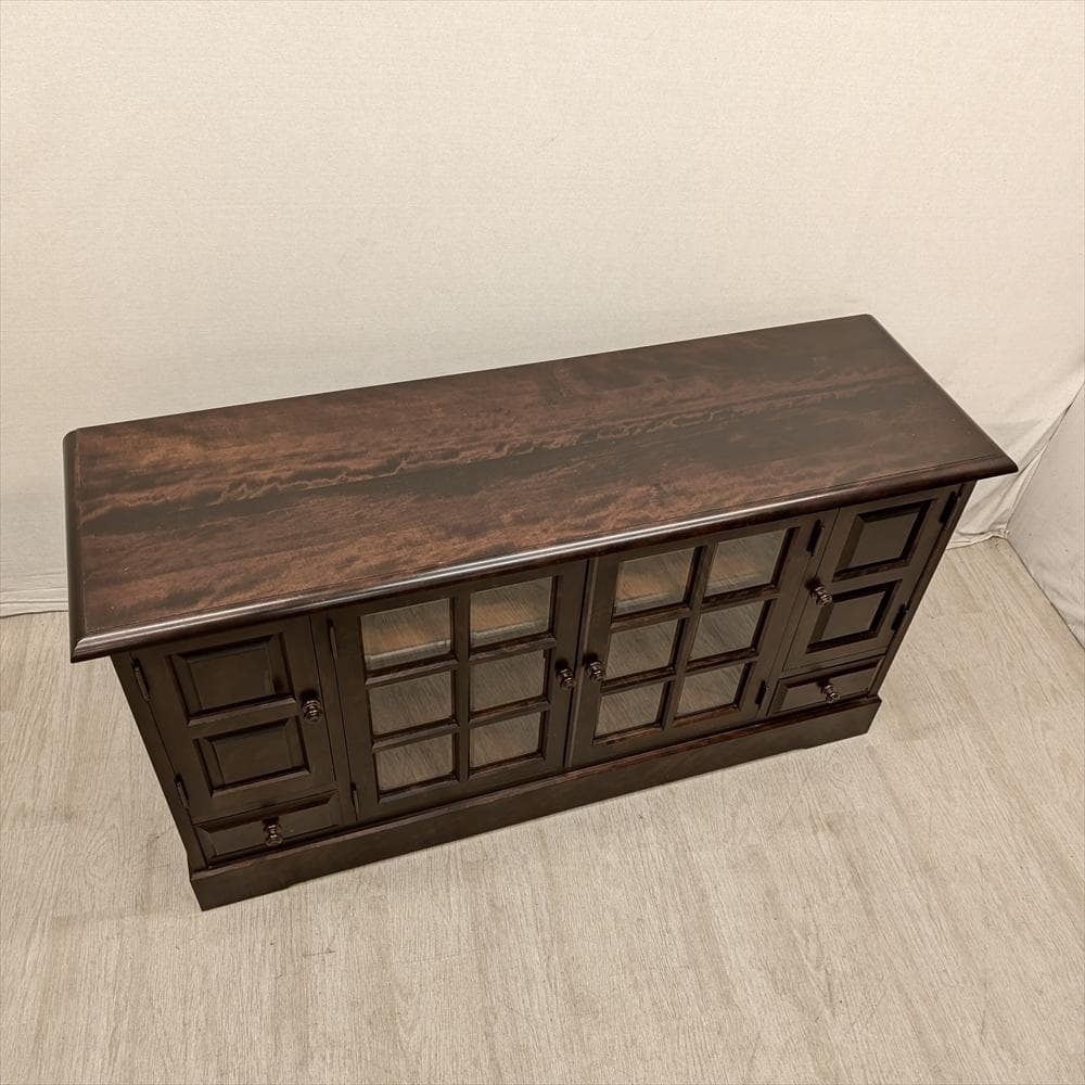 北海道民芸家具　樺　カバ材　無垢　サイドボード　キャビネット　収納棚　飾り棚