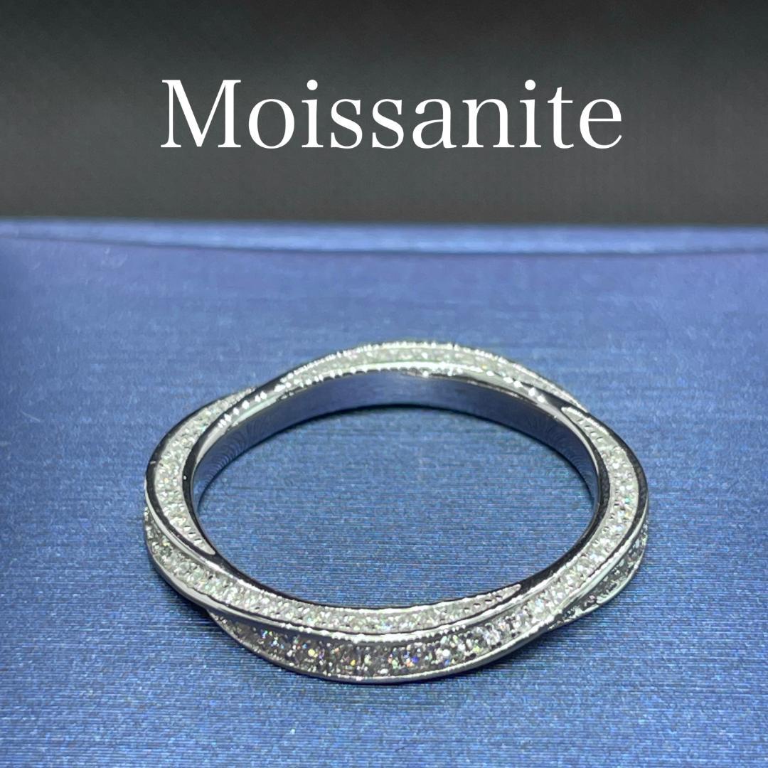 【4号】モアサナイト ツイスト フルエタニティ リング　シルバー