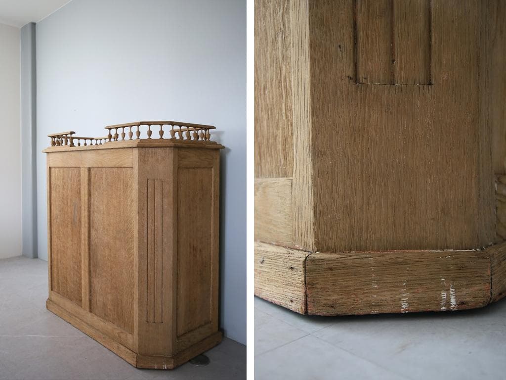 フランスアンティーク木製ショップカウンター/レジ台/テーブル机(90-148)