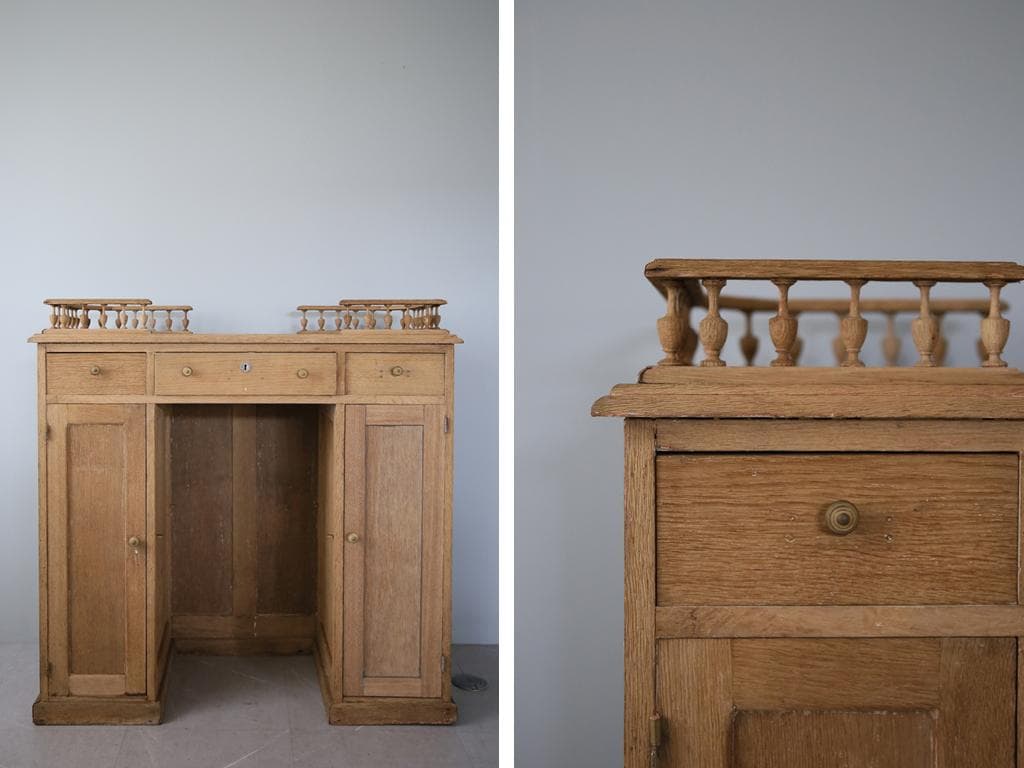 フランスアンティーク木製ショップカウンター/レジ台/テーブル机(90-148)