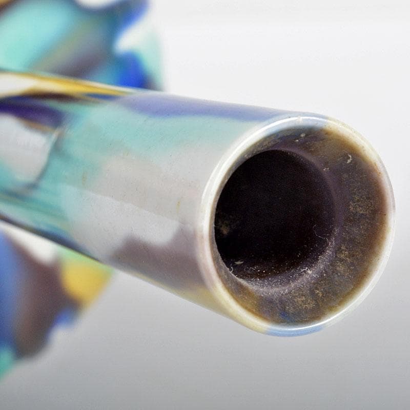 九谷焼　人間国宝　三代八十吉　徳田正彦作　彩釉　花入　G　R4337