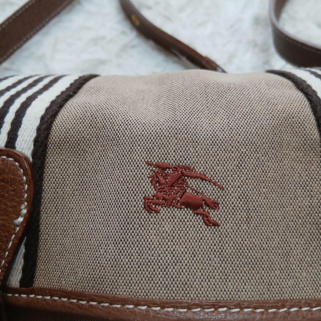 【BURBERRY BLUE LABEL】キャンバス ショルダーバッグ ロゴ刺繍