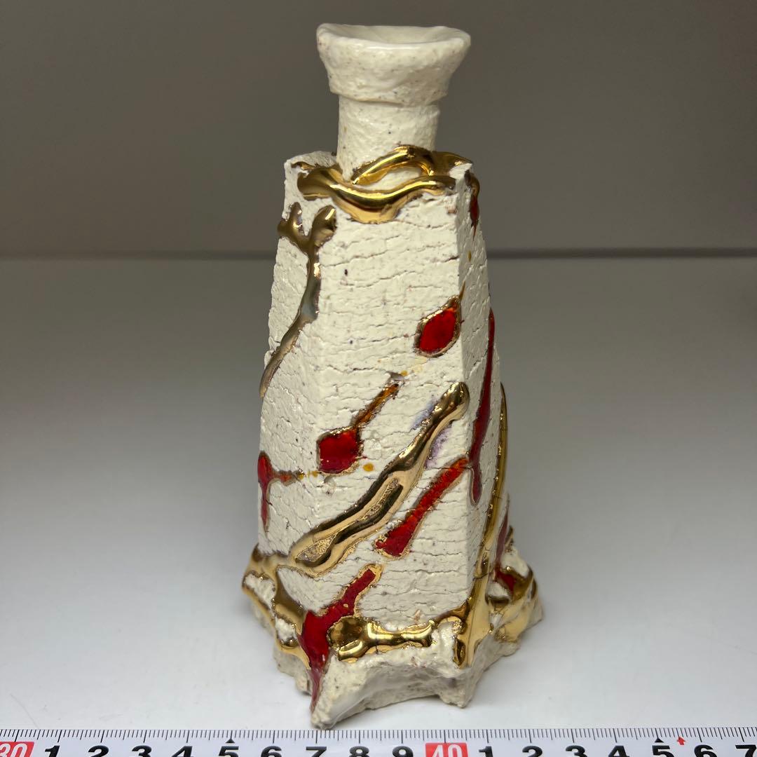 市川透　葉隠粉引徳利　共箱　高さ約15㎝　東Y7-1010☆2Fトヒカコ