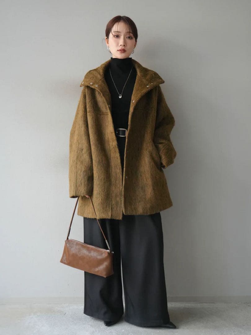 スタンドカラーシャギーコート　Lumier　リュミエ　コート　アウター　シャギー