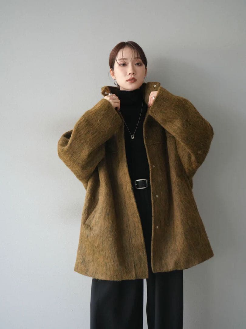 スタンドカラーシャギーコート　Lumier　リュミエ　コート　アウター　シャギー