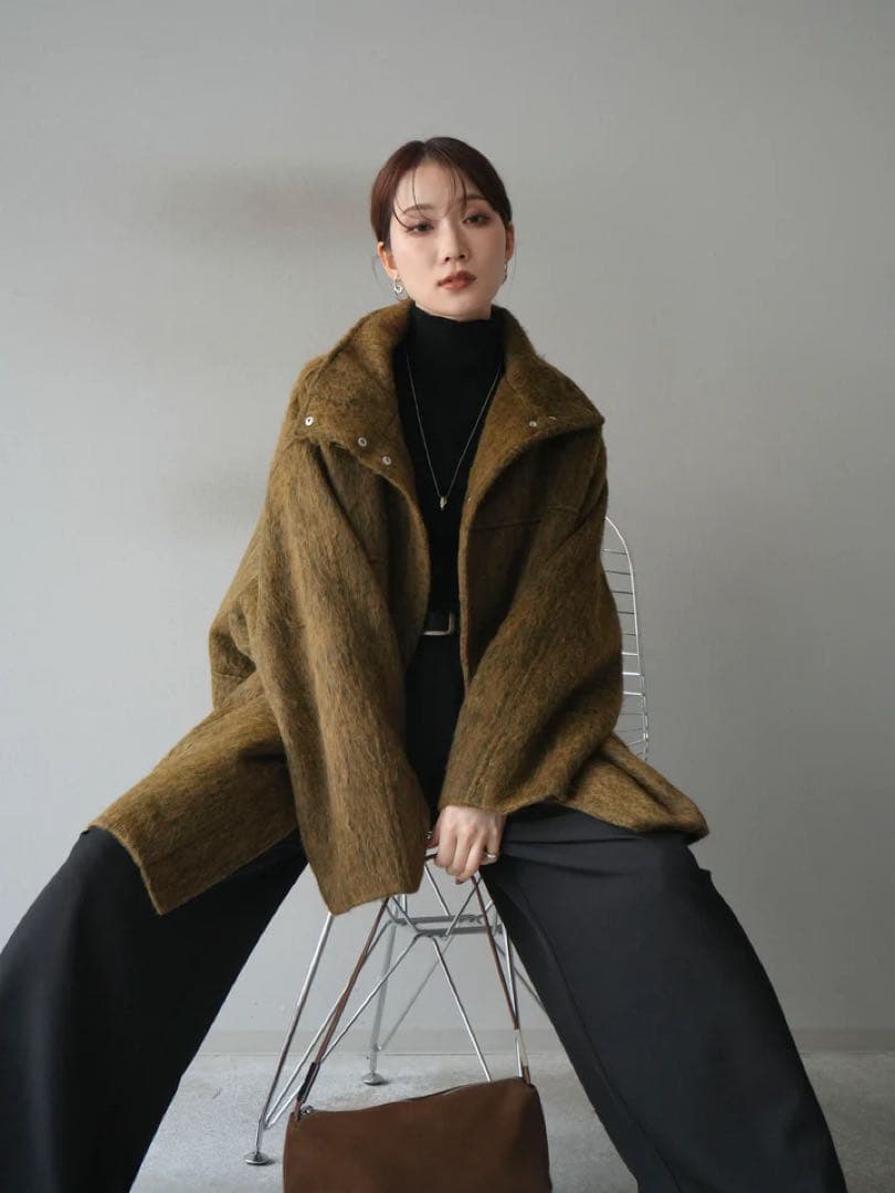 スタンドカラーシャギーコート　Lumier　リュミエ　コート　アウター　シャギー