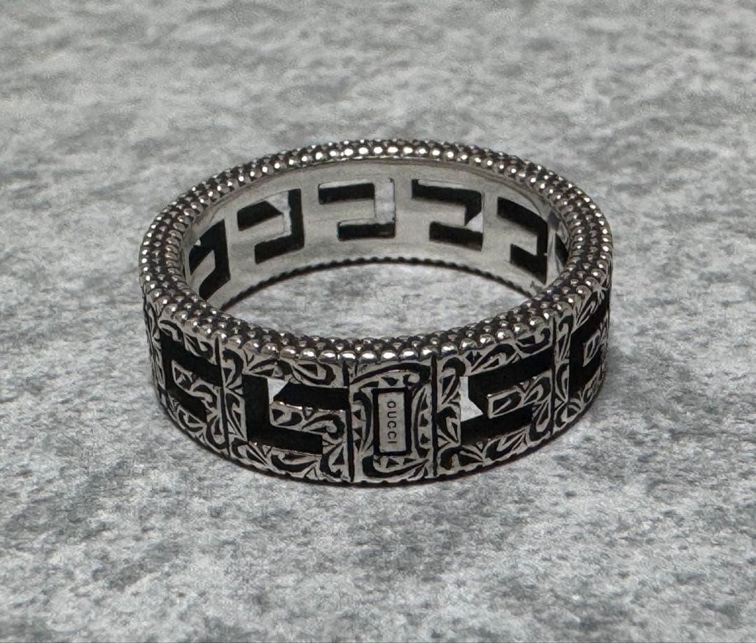 グッチ スクエアG シルバー リング 17号 (実寸16号) アラベスク 925